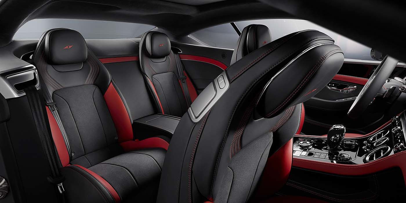 Bentley Hatfield Bentley Continental GT S coupe in Beluga black and Hotspur red hide with S emblem stitching