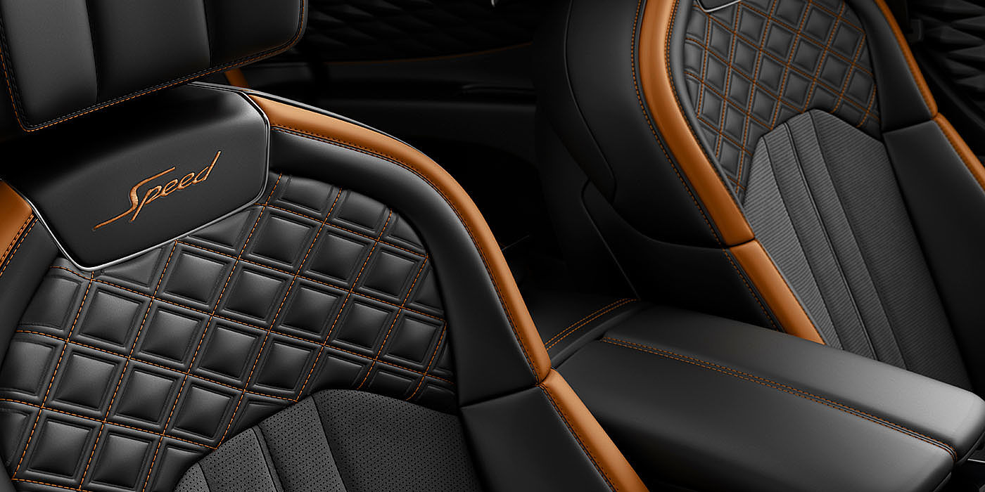 Bentley Hatfield Bentley Flying Spur Speed's front seats with detailed contrast stitching and Speed Emblems