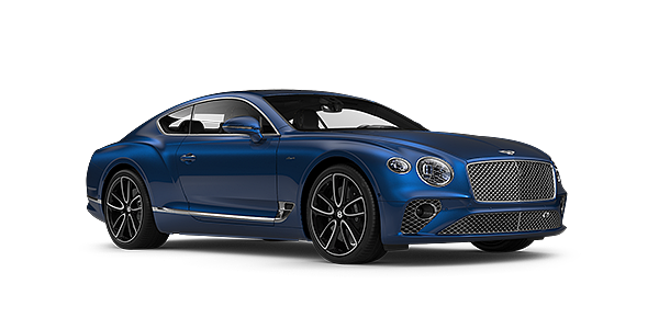 Bentley Hatfield Bentley GT Azure coupe in Sequin Blue paint front 34