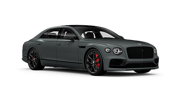 Bentley Hatfield Bentley Flying Spur S front side angled view in Cambrian Grey coloured exterior. 