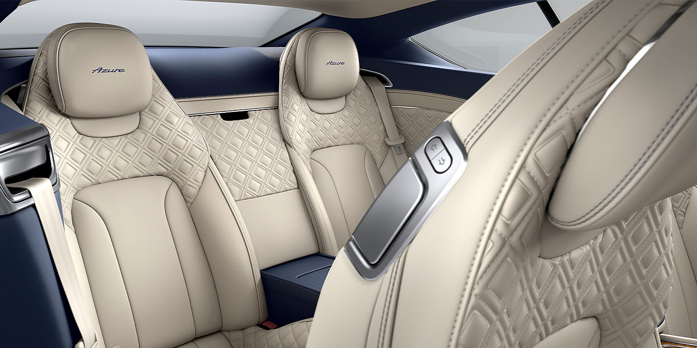 Bentley Hatfield Bentley Continental GT Azure coupe rear interior in Imperial Blue and Linen hide