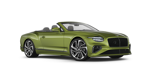 %dealeryCompanyName% Bentley New Continental GTC Speed convertible front 3/4 view in Tourmaline Green paint with 22 inch sports whee